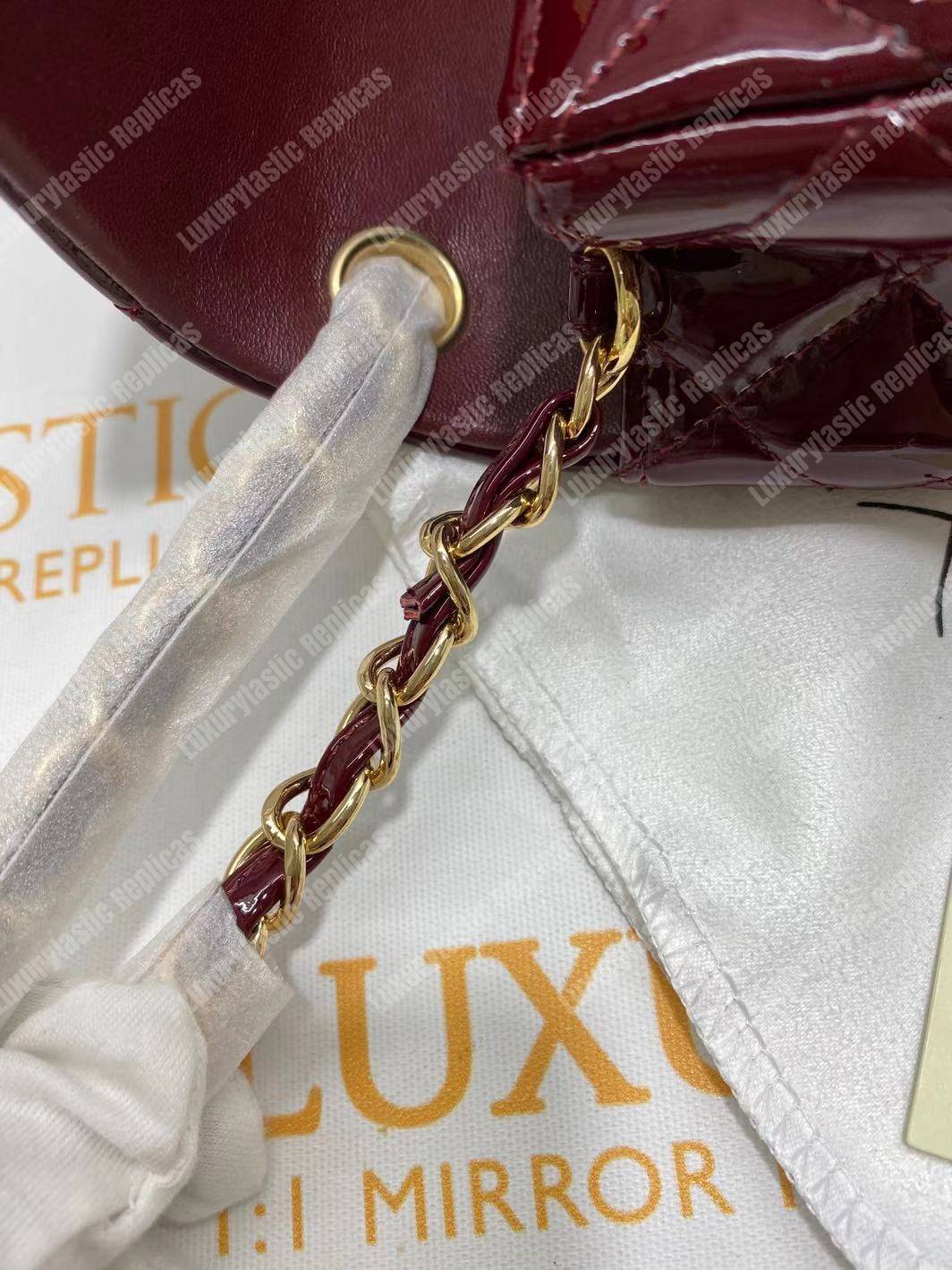 Ch*el mini flap bag burgundy