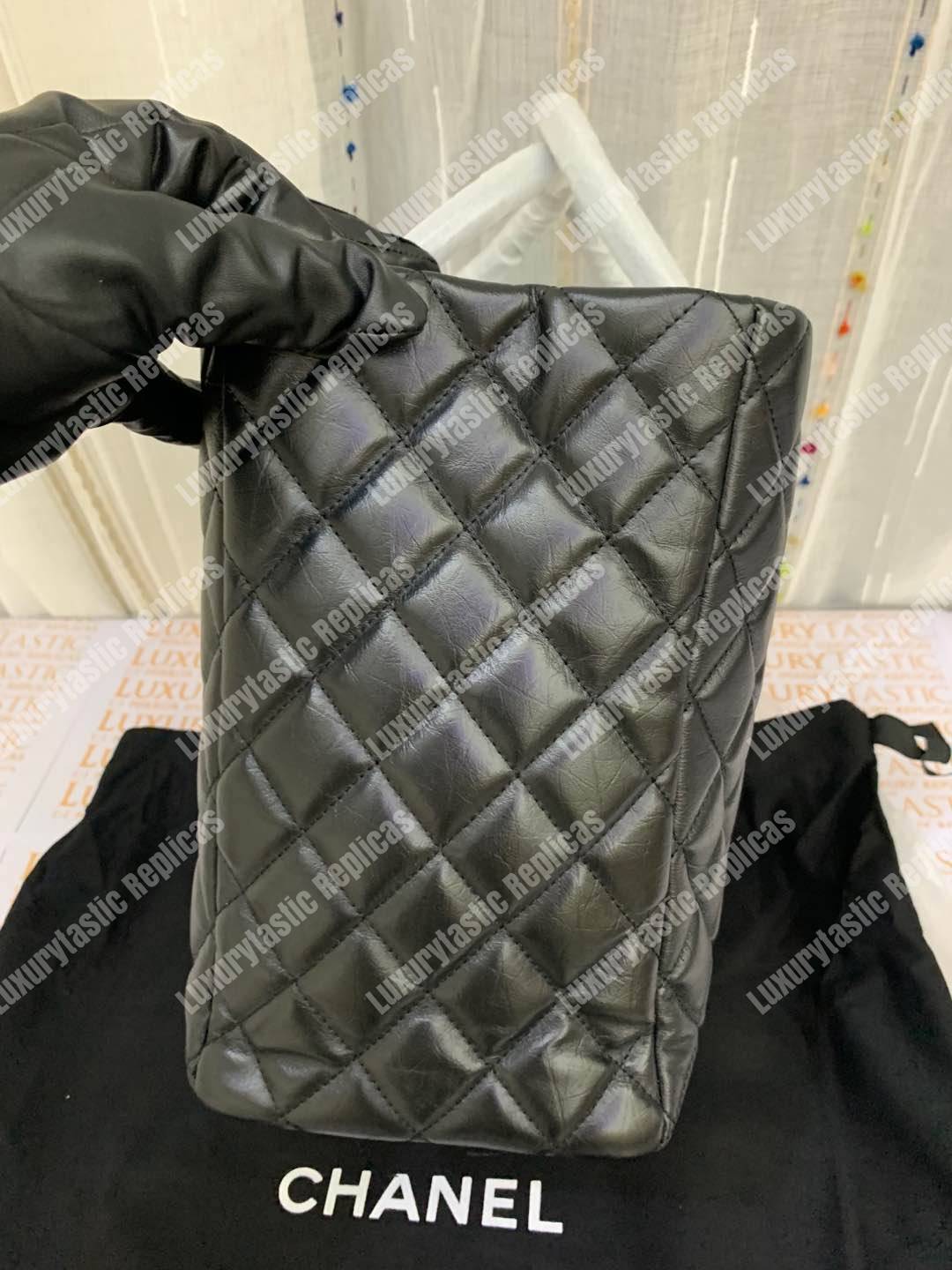 Ch*el large shopping bag black (30cm)