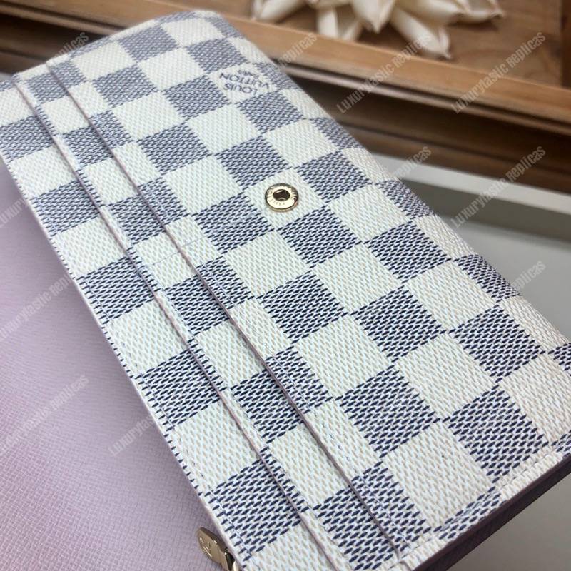 LV Sarah Wallet Damier Azur Eau de Rose Pink