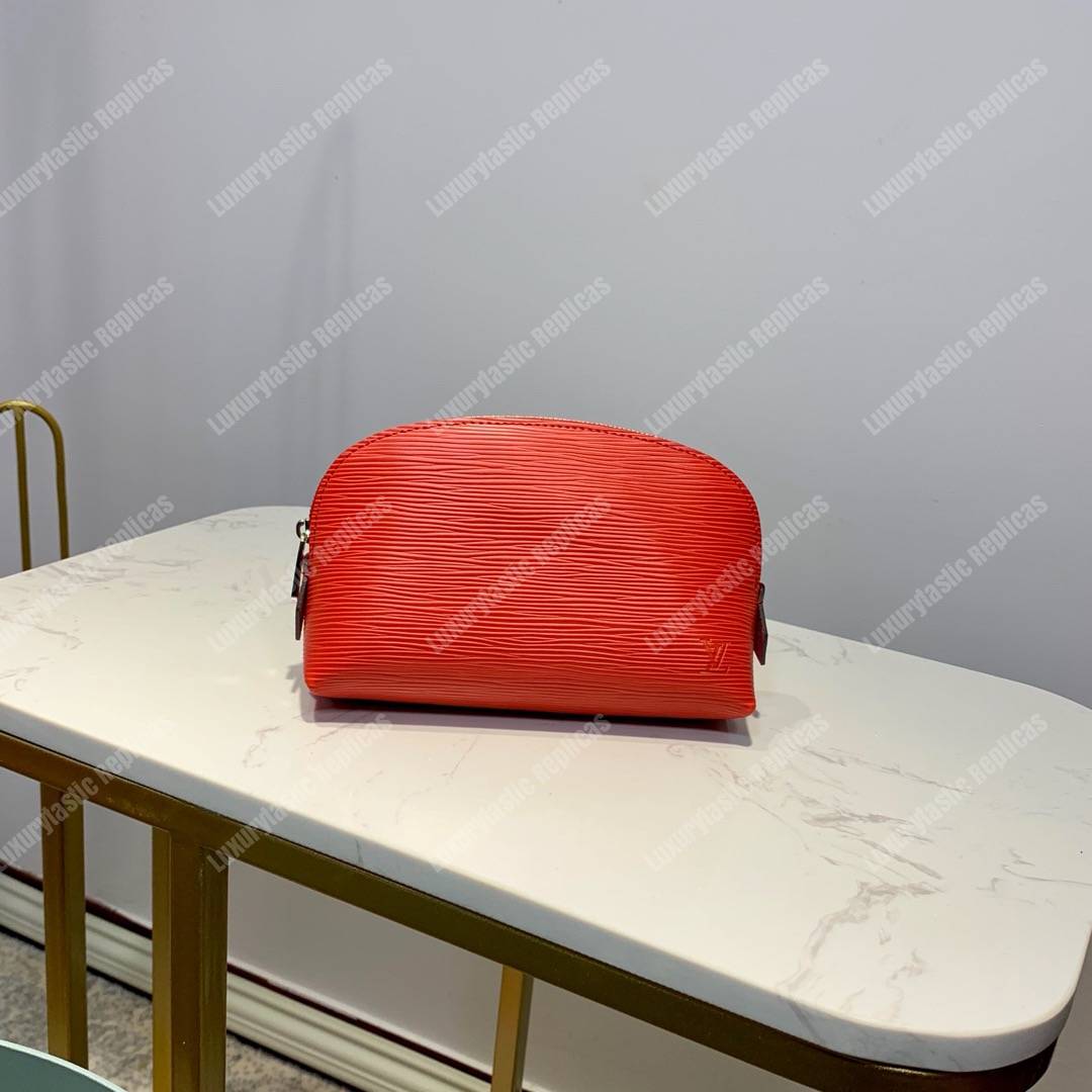 LV Cosmetic Pouch PM Epi Leather Coquelicot