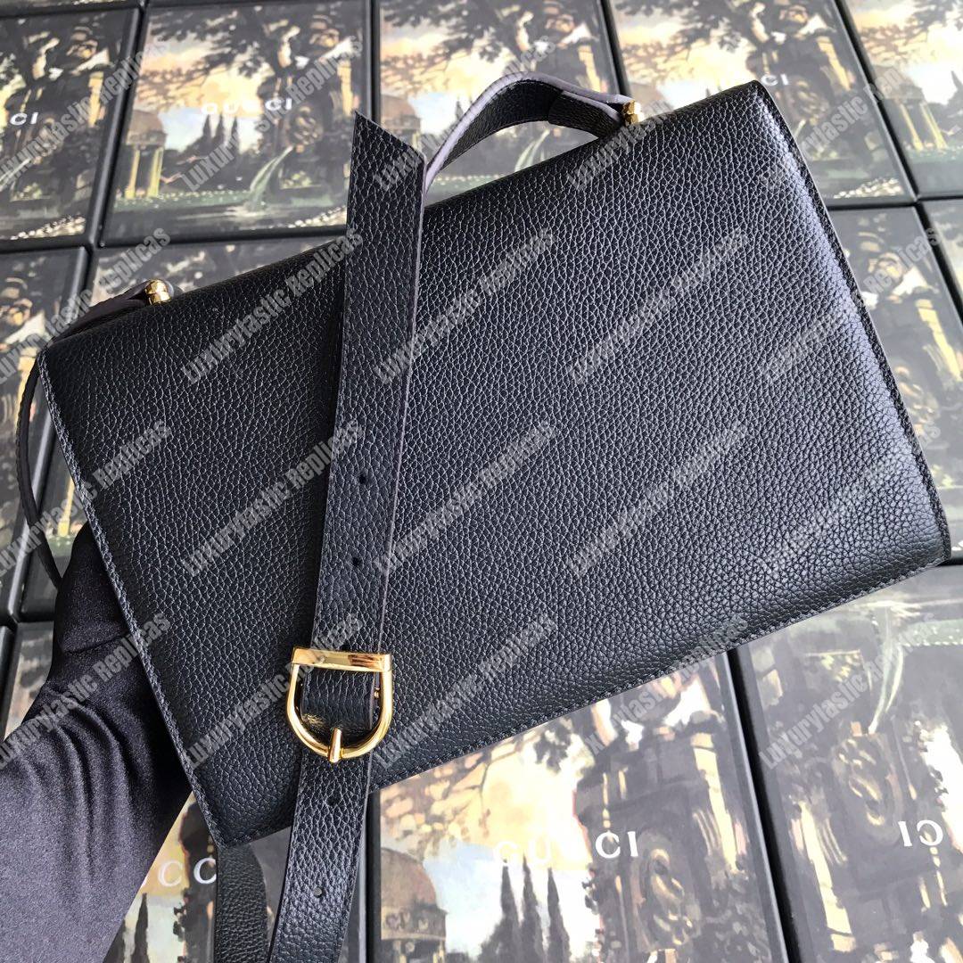 G*u*i zumi grainy leather small shoulder bag black