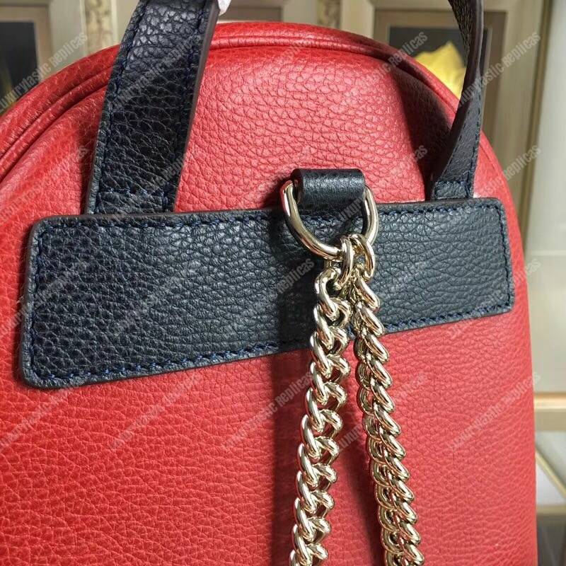 G*u*i soho leather chain backpack red