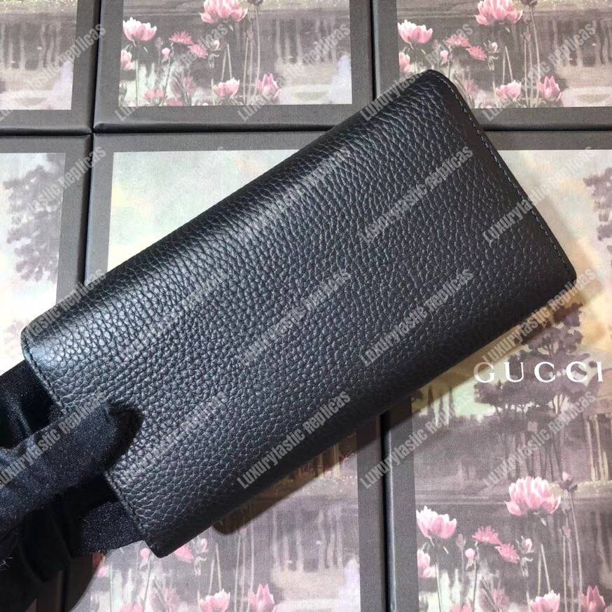 G*u*i garden leather continental wallet black with butterfly