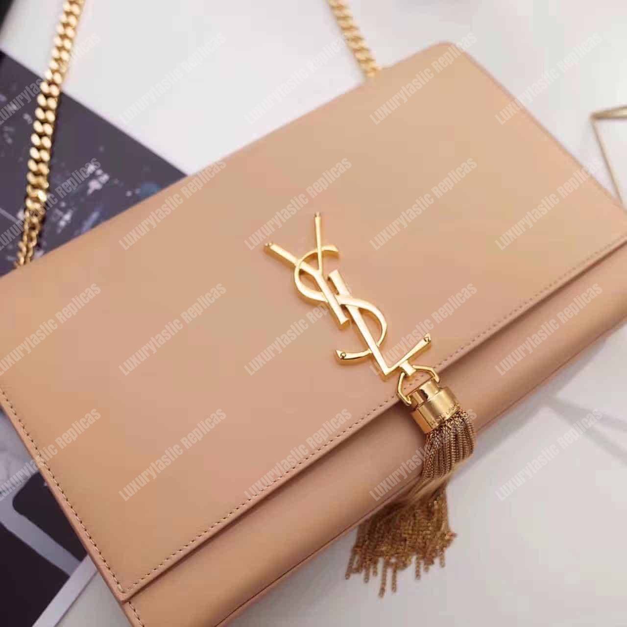 Saint Laurent Kate Medium With Tassel In Smooth Leather Powder