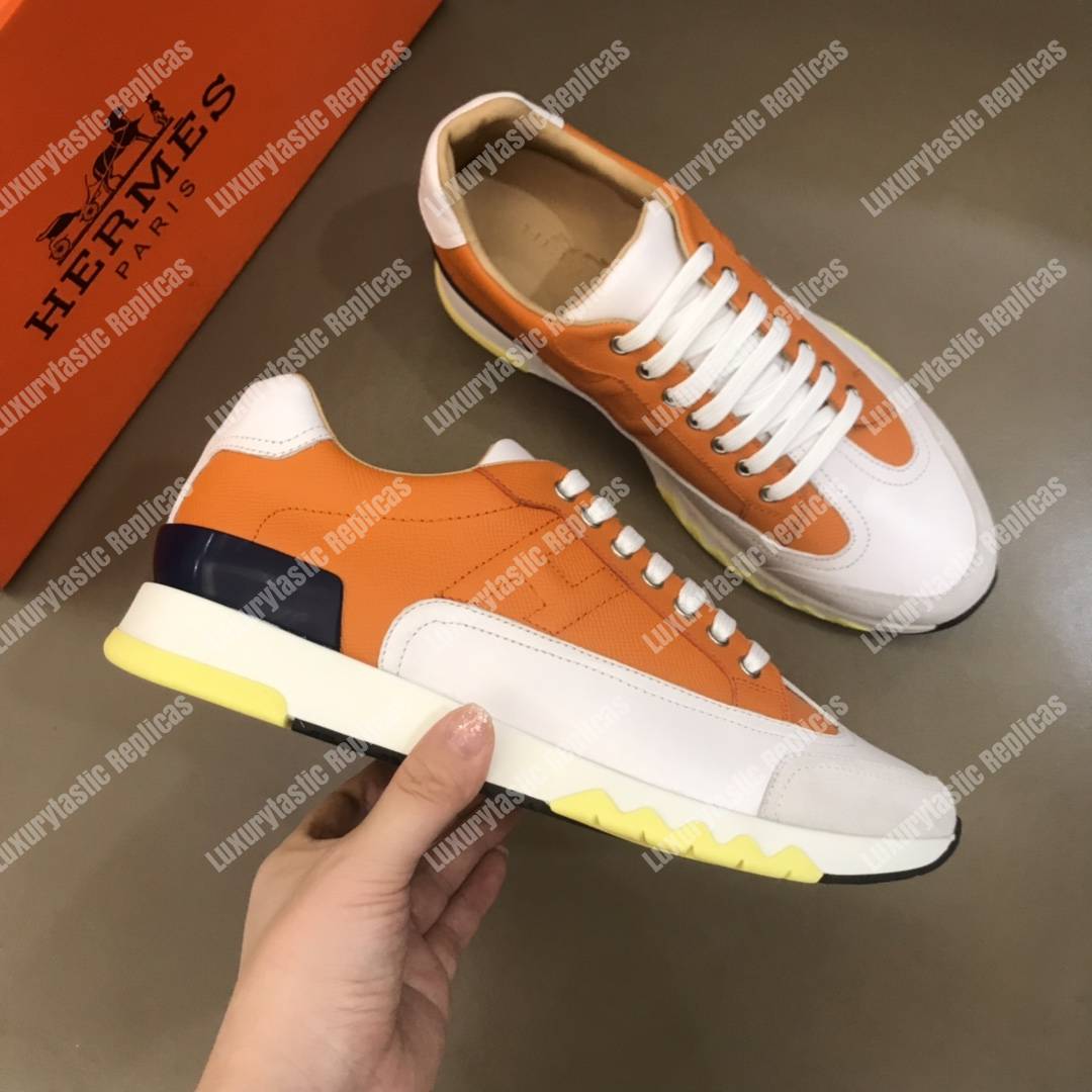 H**mes trail sneaker orange/white
