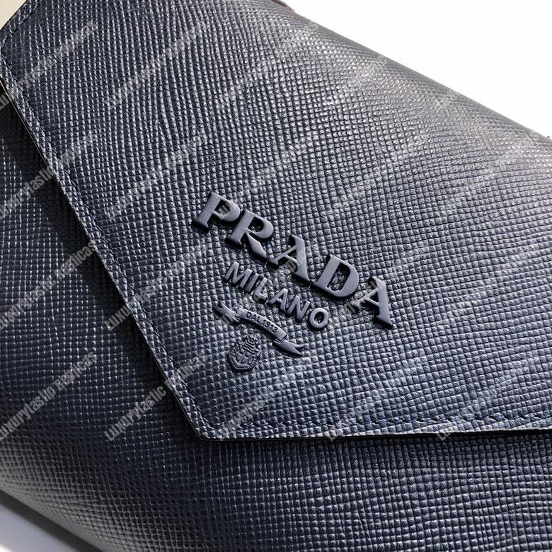 pra*a monoCh*0me saffiano leather bag dark blue