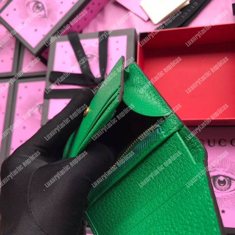 G*u*i embroidered leather card case green