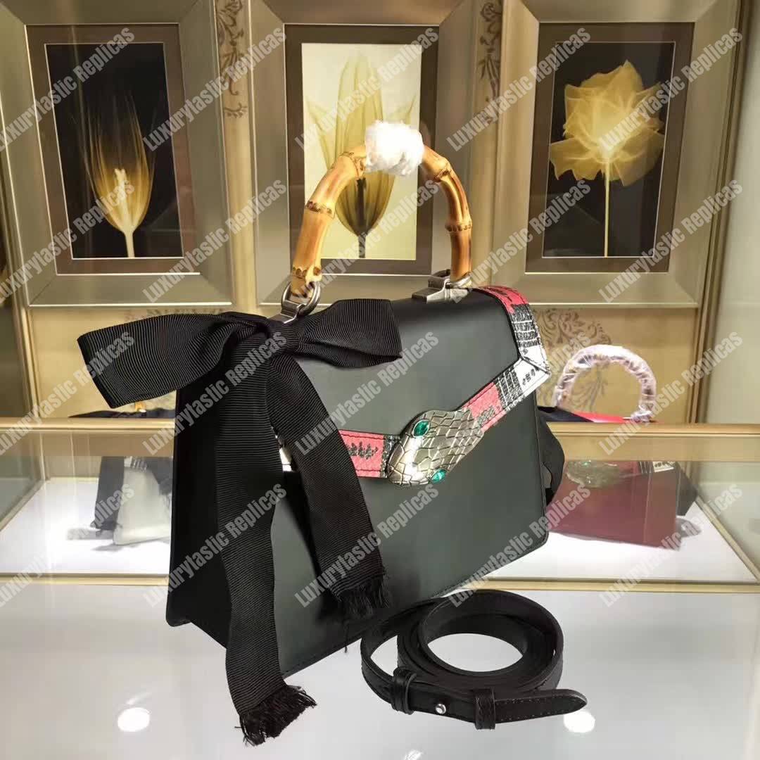 G*u*i lilith leather top handle bag black