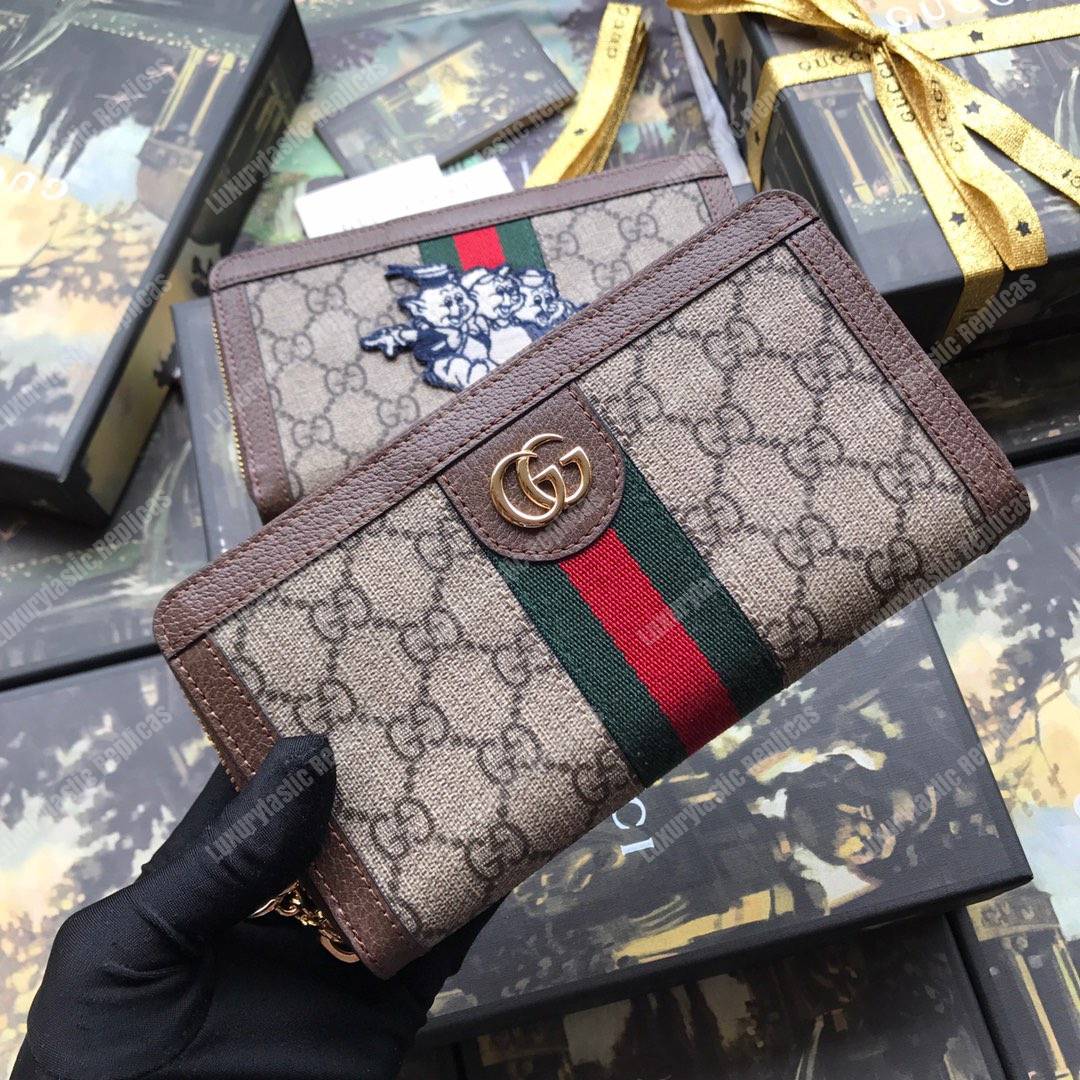 G*u*i ophidia gg zip around wallet with three little pigs