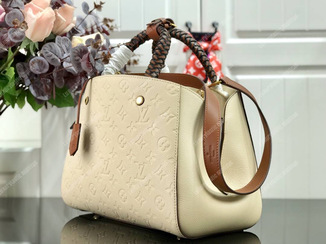 LV Montaigne MM Monogram Empreinte leather Creme