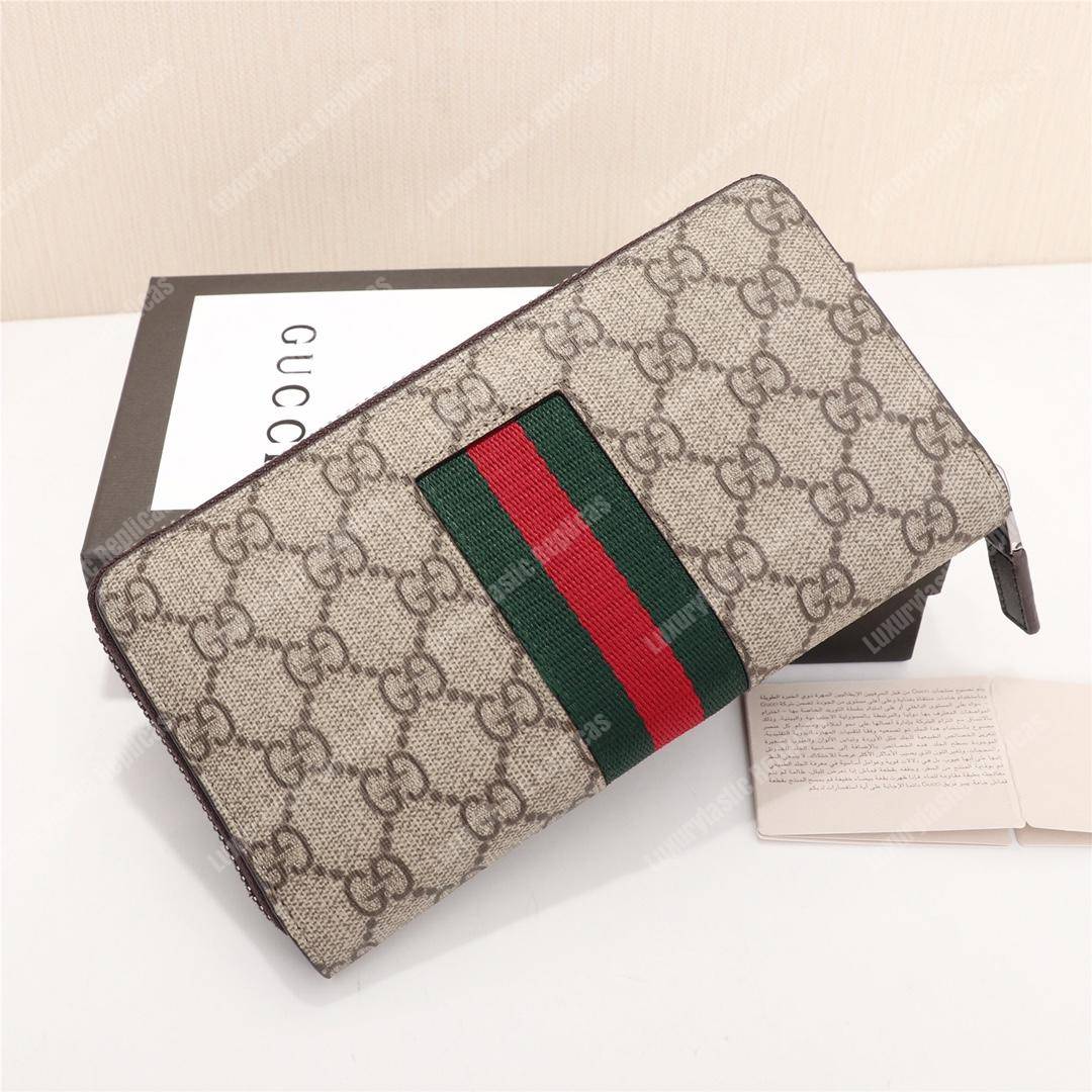 G*u*i web gg sup*e zip around wallet with bee embroidery