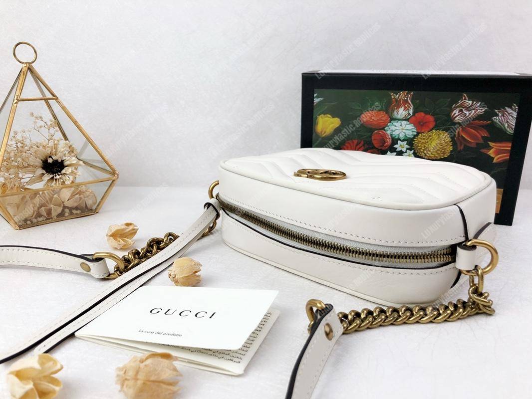 G*u*i gg marmont matelassé mini bag white