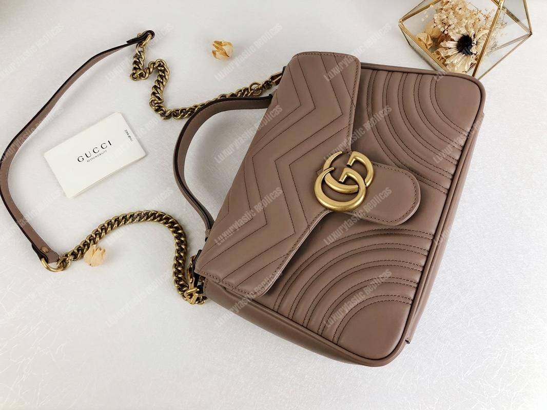 G*u*i gg marmont small top handle bag dusty pink matelasé