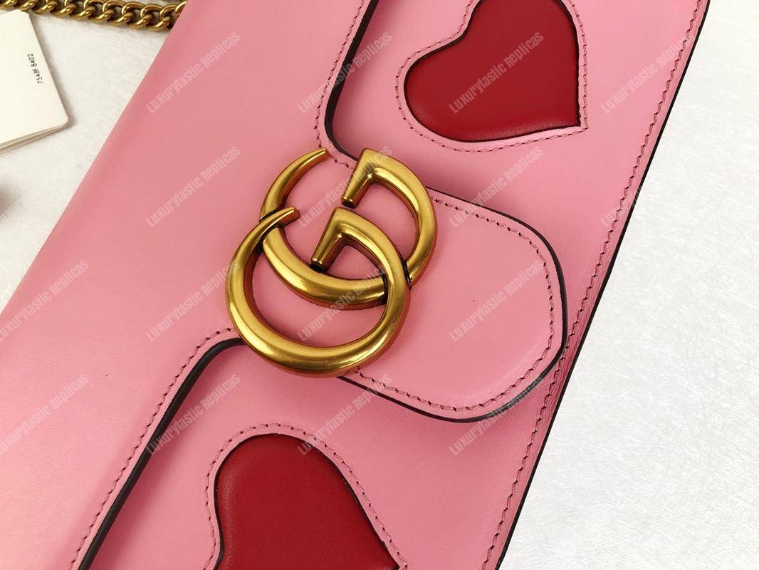 g*u*i gg marmont leather shoulder bag He**ts pink