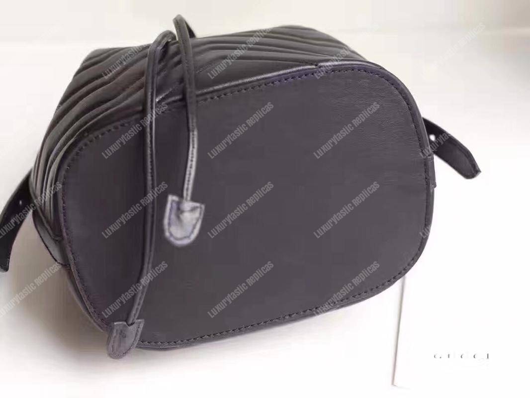 G*u*i gg marmont chevron leather bucket bag black