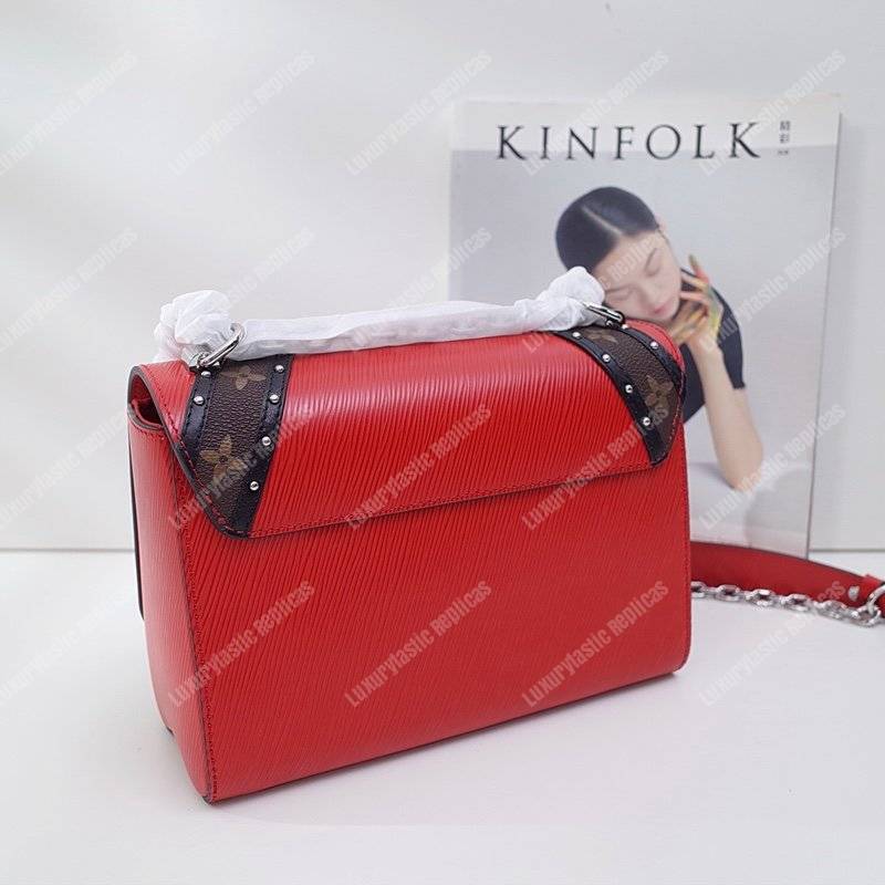 LV Twist MM Epi Leather V Signature Coquelicot