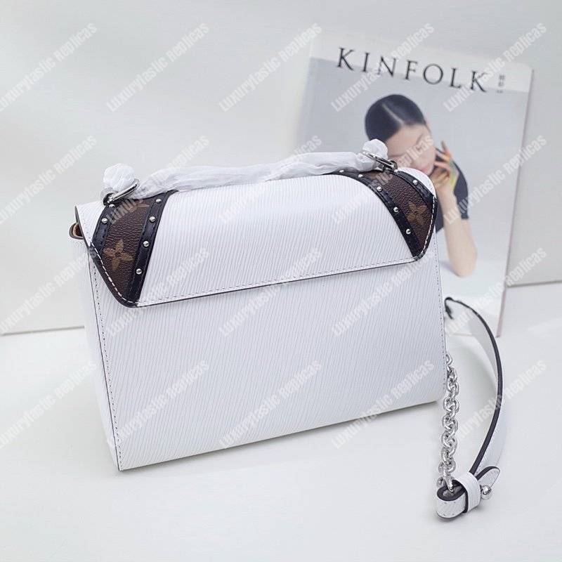 LV Twist MM Epi Leather V Signature Blanc