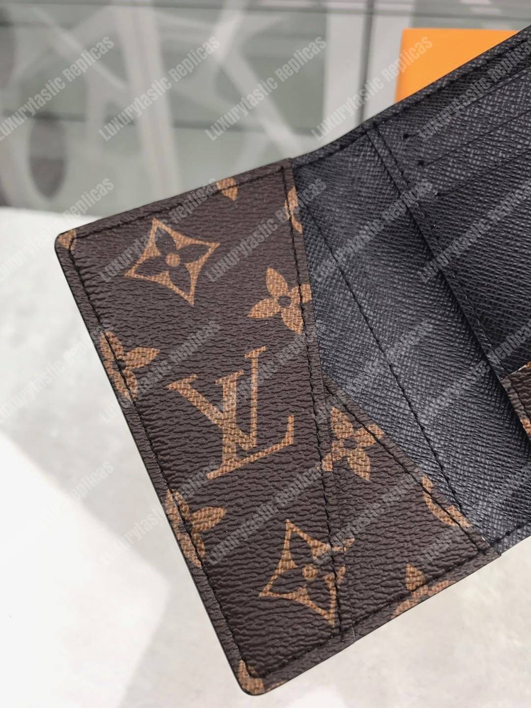 LV Pocket Organizer Monogram Macassar Canvas Black