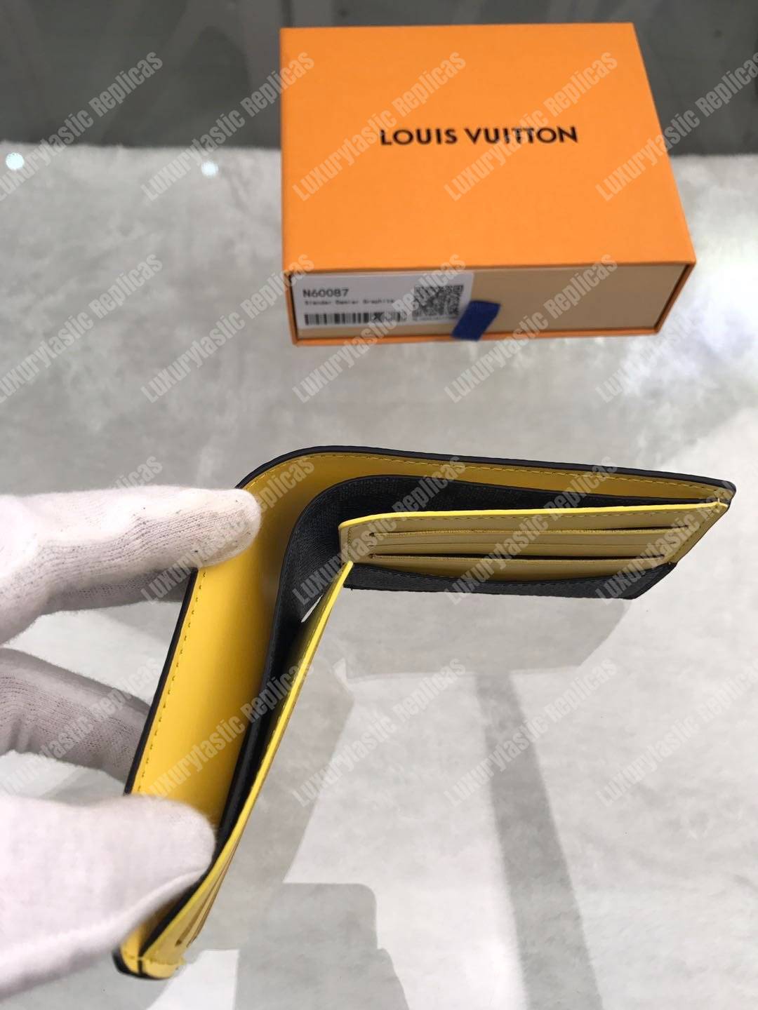 LV Slender Wallet Damier Graphite Yellow Stripe