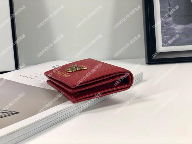G*u*i garden leather wallet red with butterfly