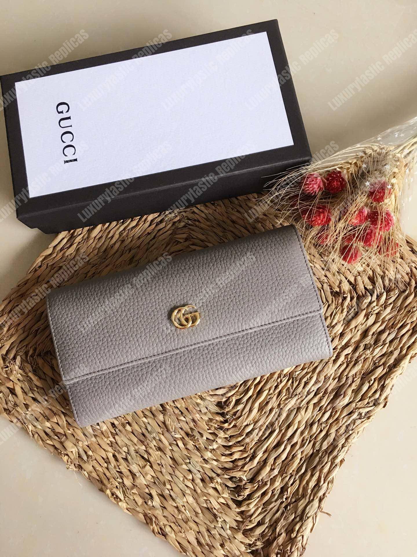 G*u*i gg leather continental wallet gray