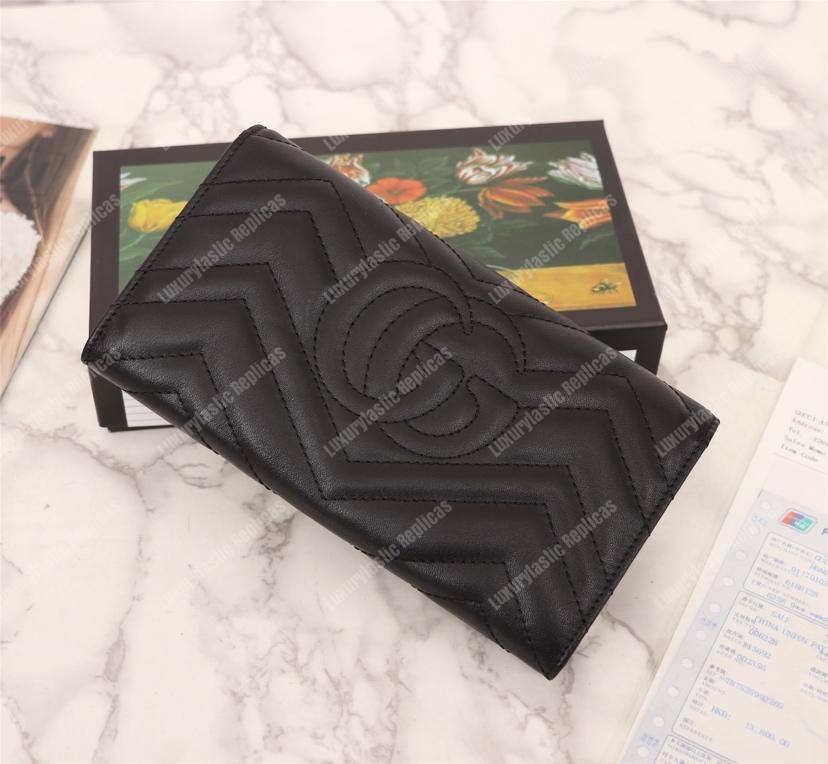 G*u*i gg marmont chevron continental wallet black
