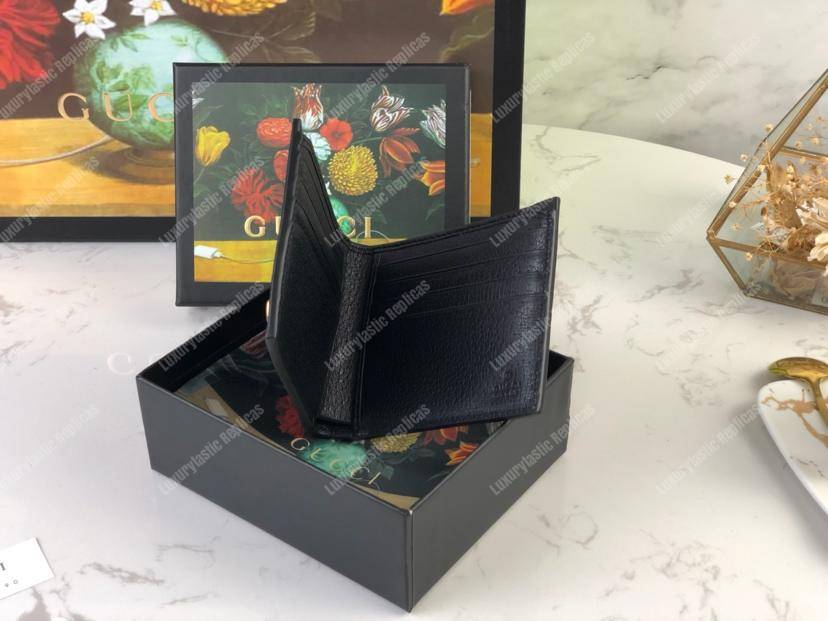 G*u*i gg marmont leather bi-fold wallet black