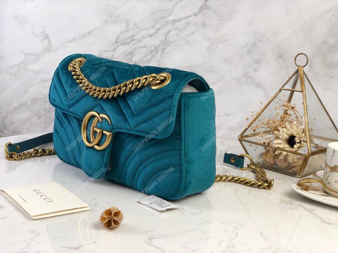 G*u*i gg marmont velvet shoulder bag blue
