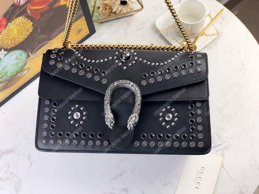 G*u*i dionysus studded shoulder bag black