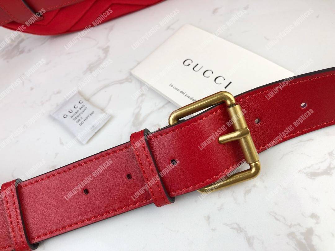 G*u*i gg marmont matelassé velvet belt bag red