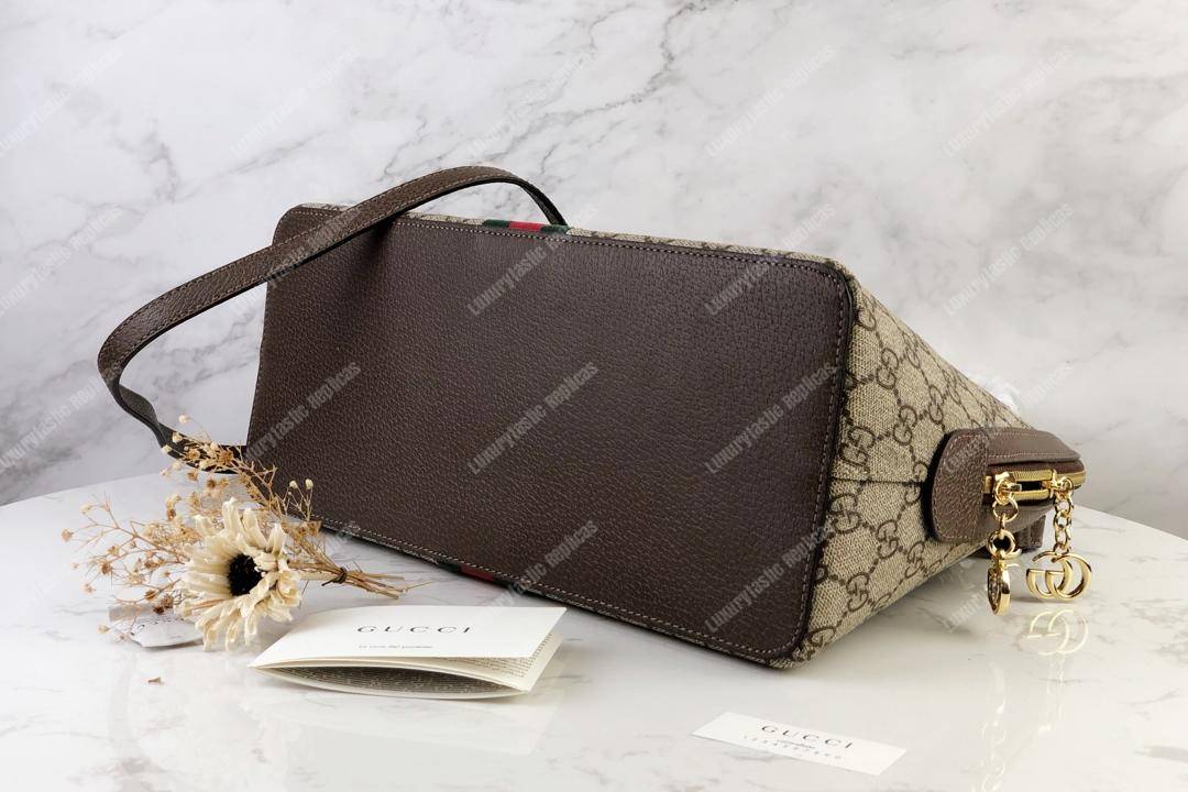 G*u*i ophidia gg medium top handle bag brown
