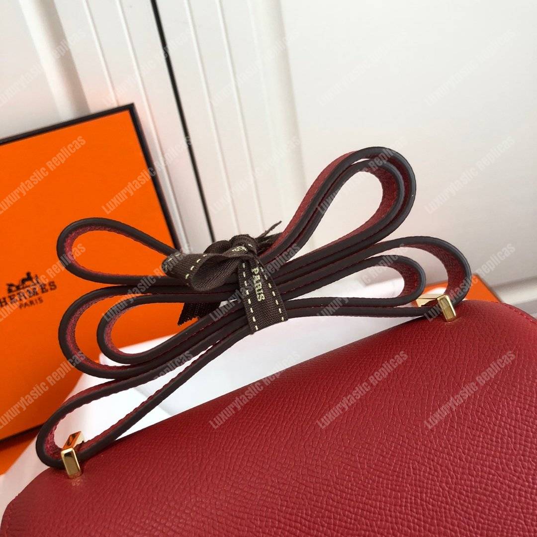 H**mes constance 18 bag epsom rouge red gold hardware