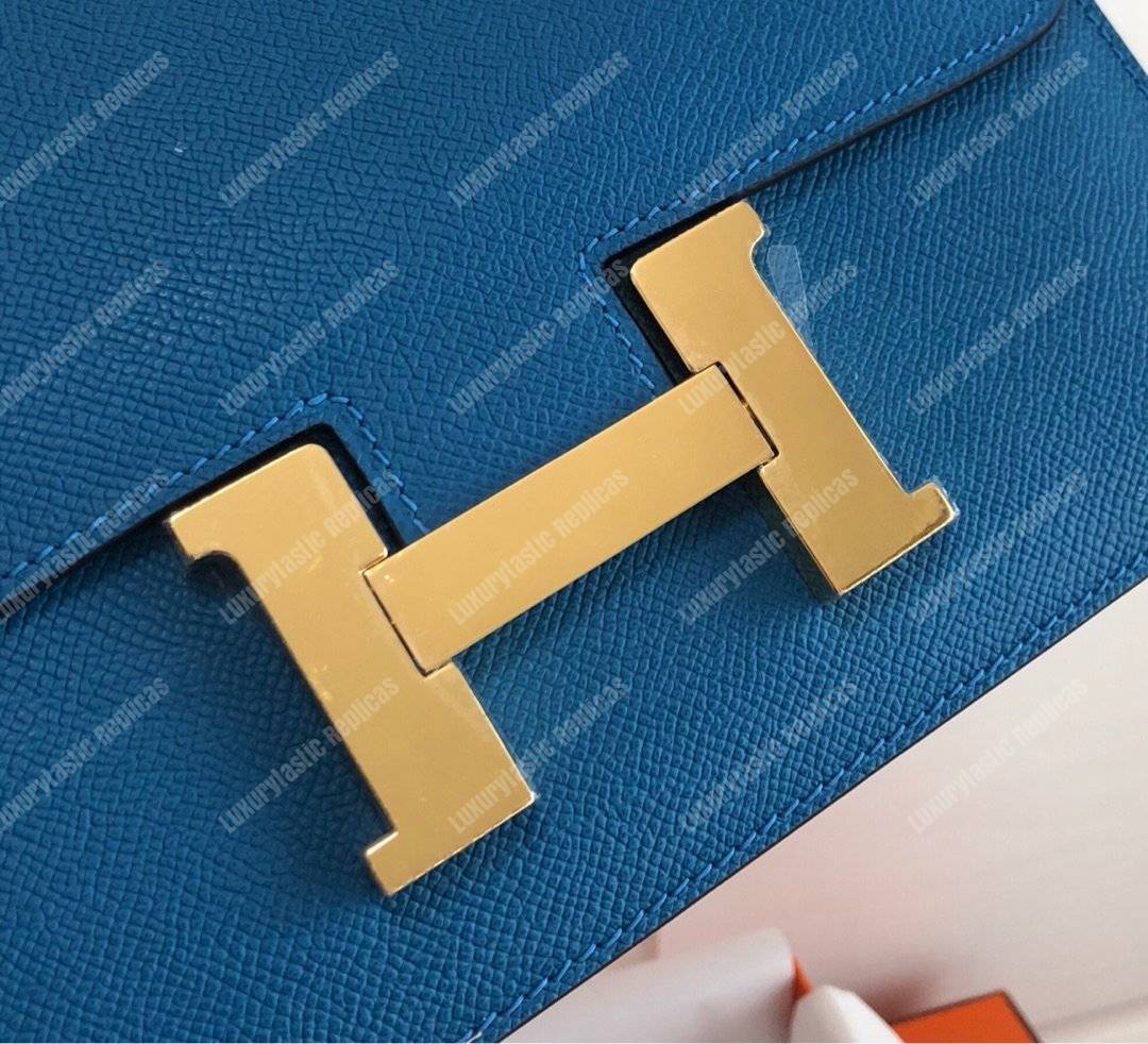 H**mes constance 18 bag epsom blue azur gold hardware