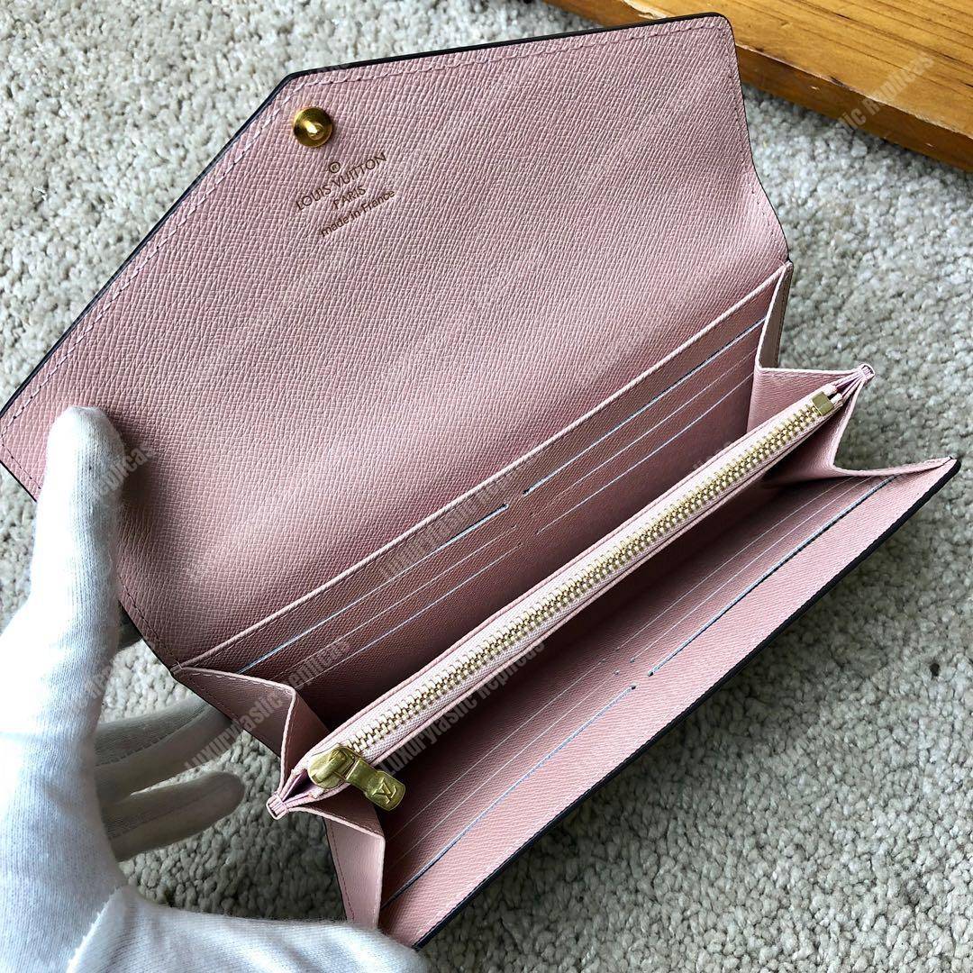 LV Sarah Wallet Damier Ebene Rose Ballerine