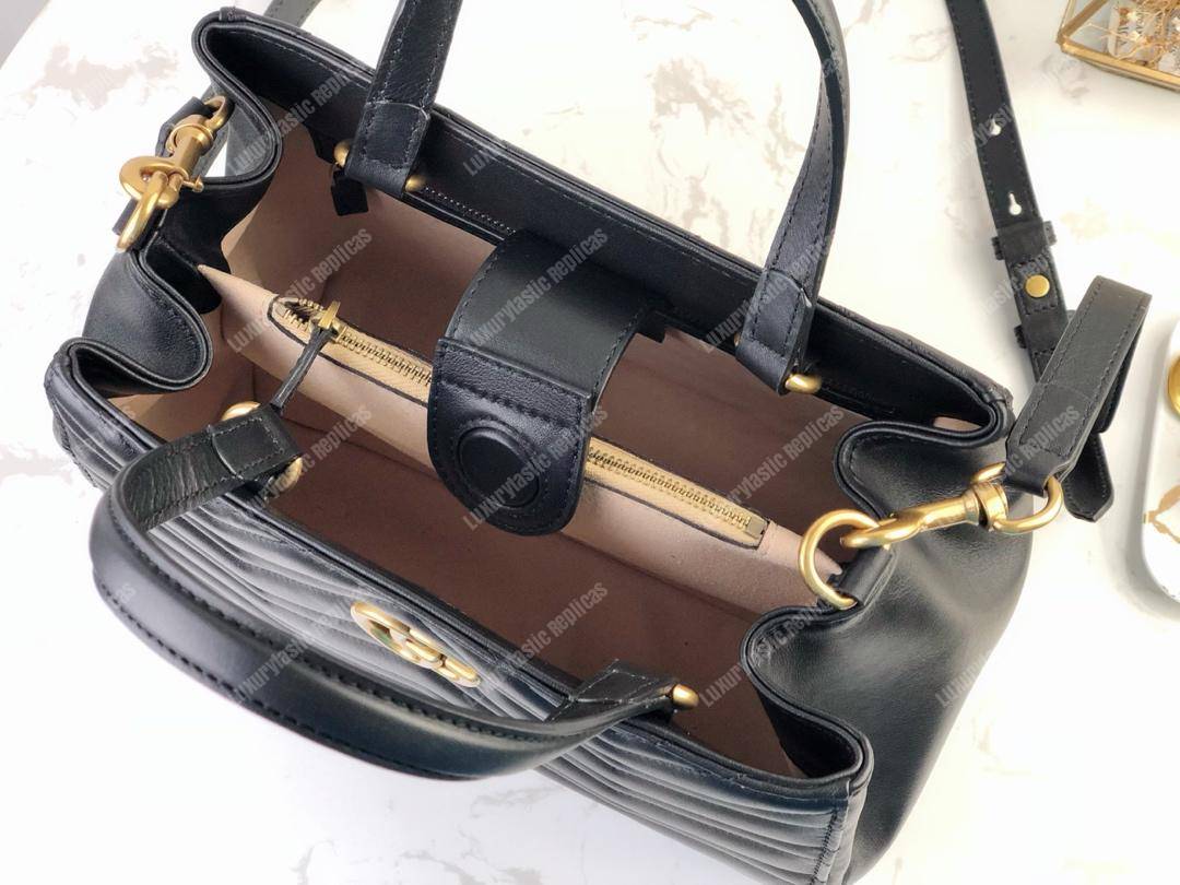 G*u*i gg marmont small matelassé top handle bag black