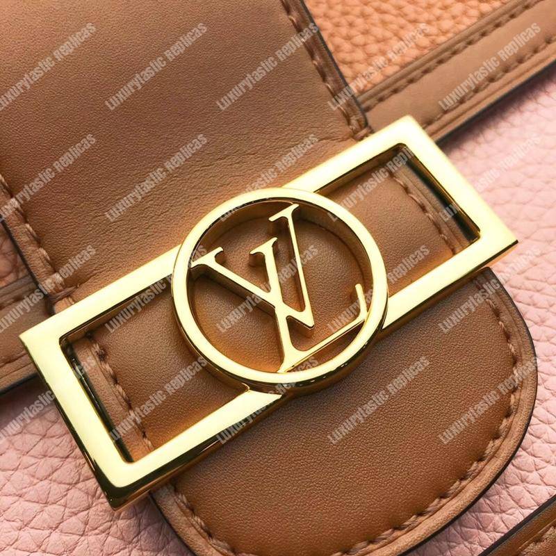 LV Dauphine MM Taurillon Leather Bruni/Strawberry Milk