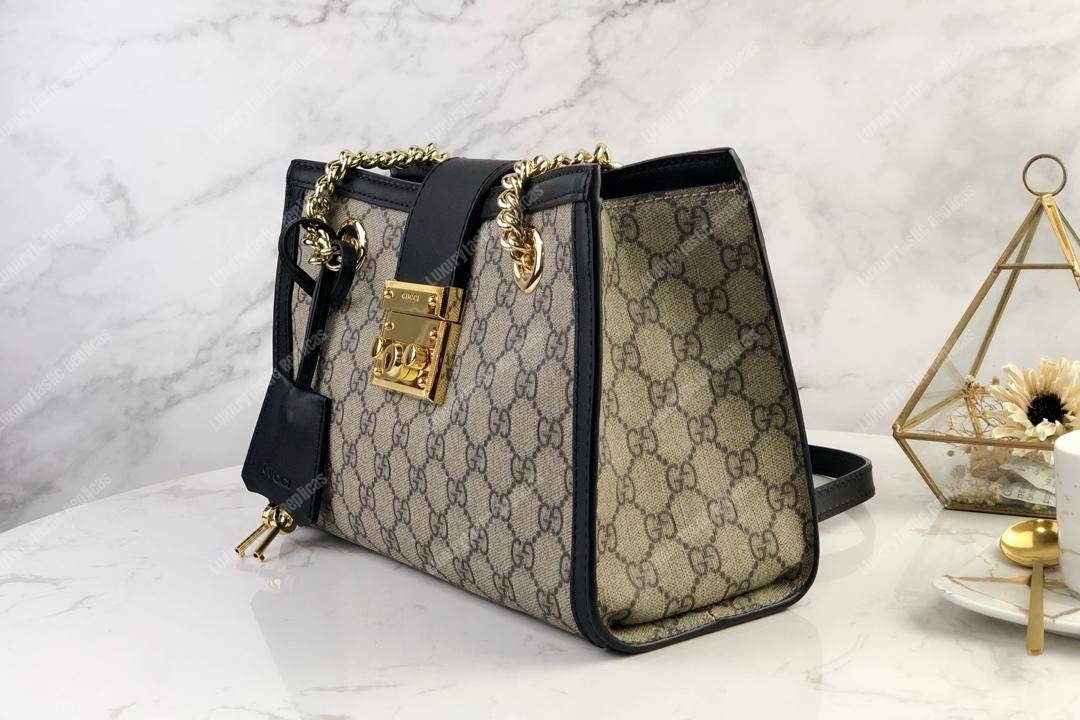 G*u*i padlock small shoulder bag black