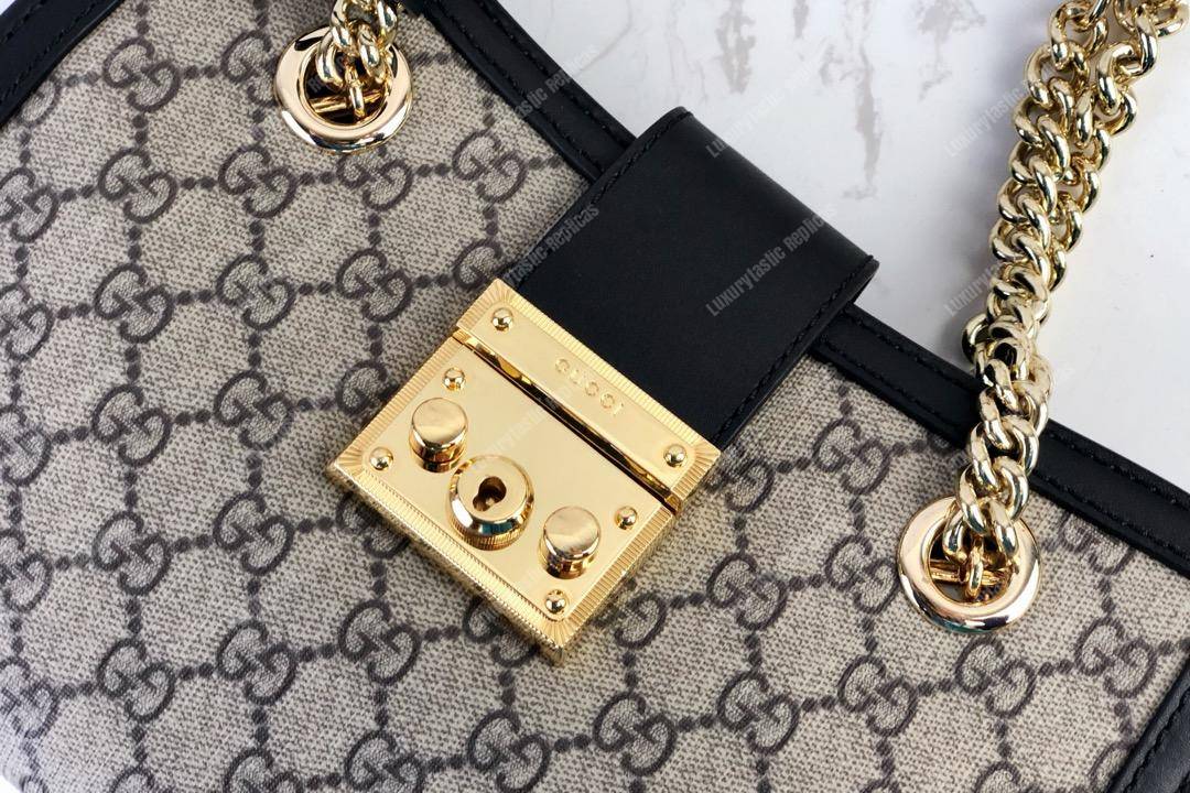 G*u*i padlock small shoulder bag black