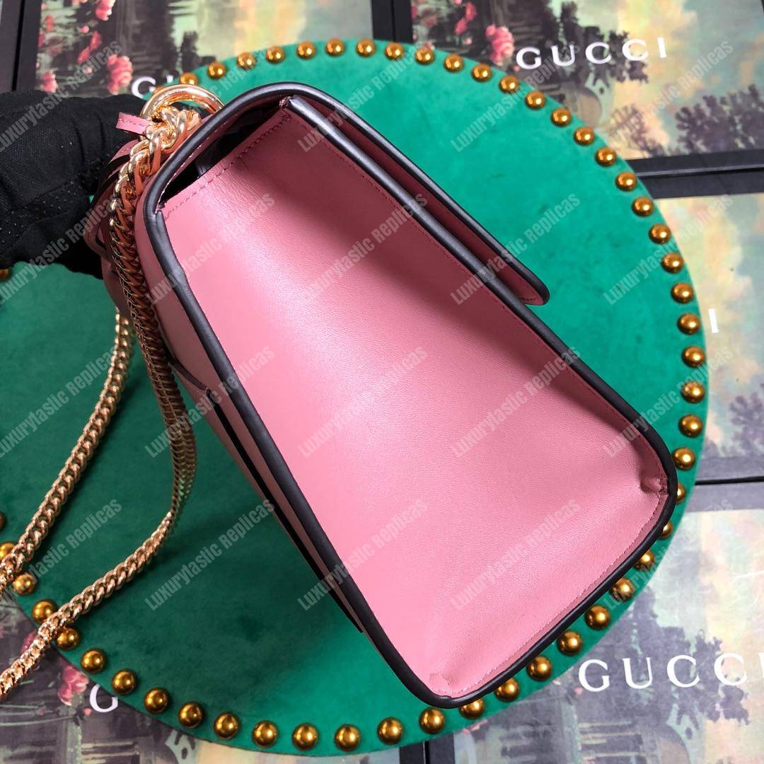 G*u*i padlock leather shoulder bag pink