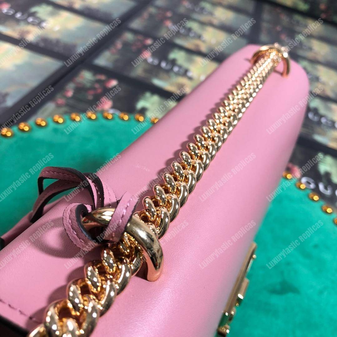 G*u*i padlock leather shoulder bag pink