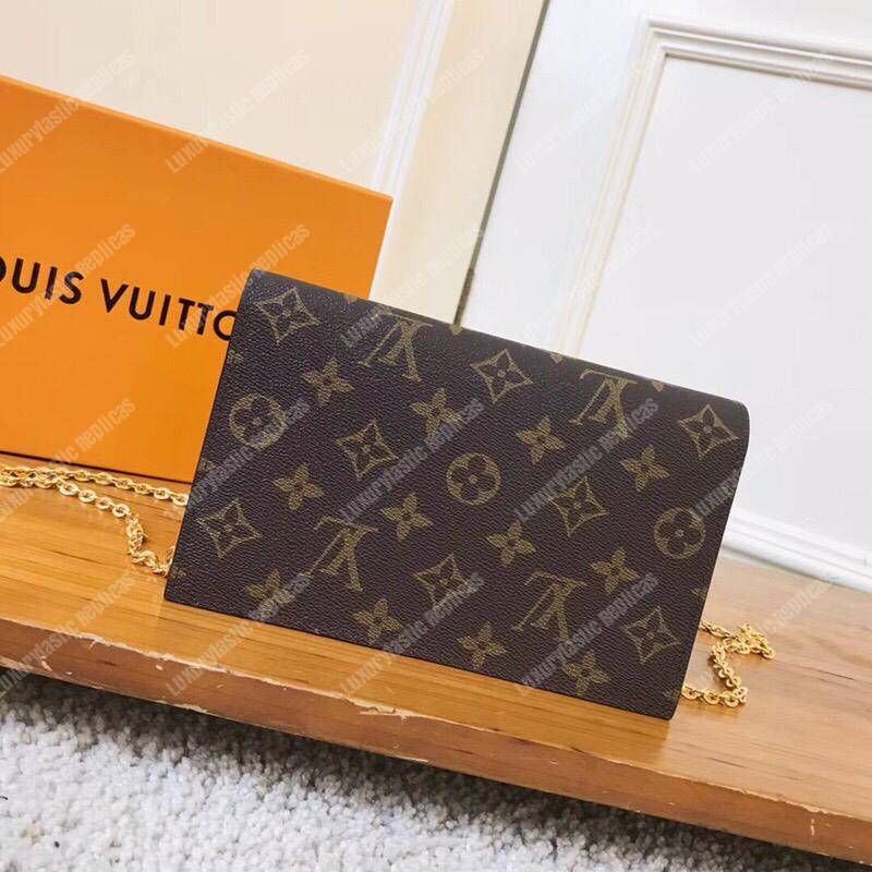 LV Flore Chain Wallet Monogram Fuchsia