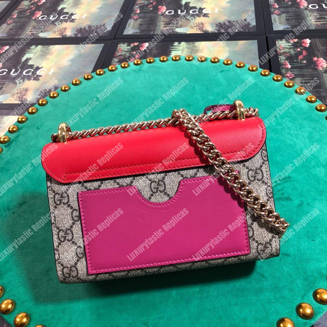 G*u*i padlock small gg sup*e canvas shoulder bag red/fuchsia
