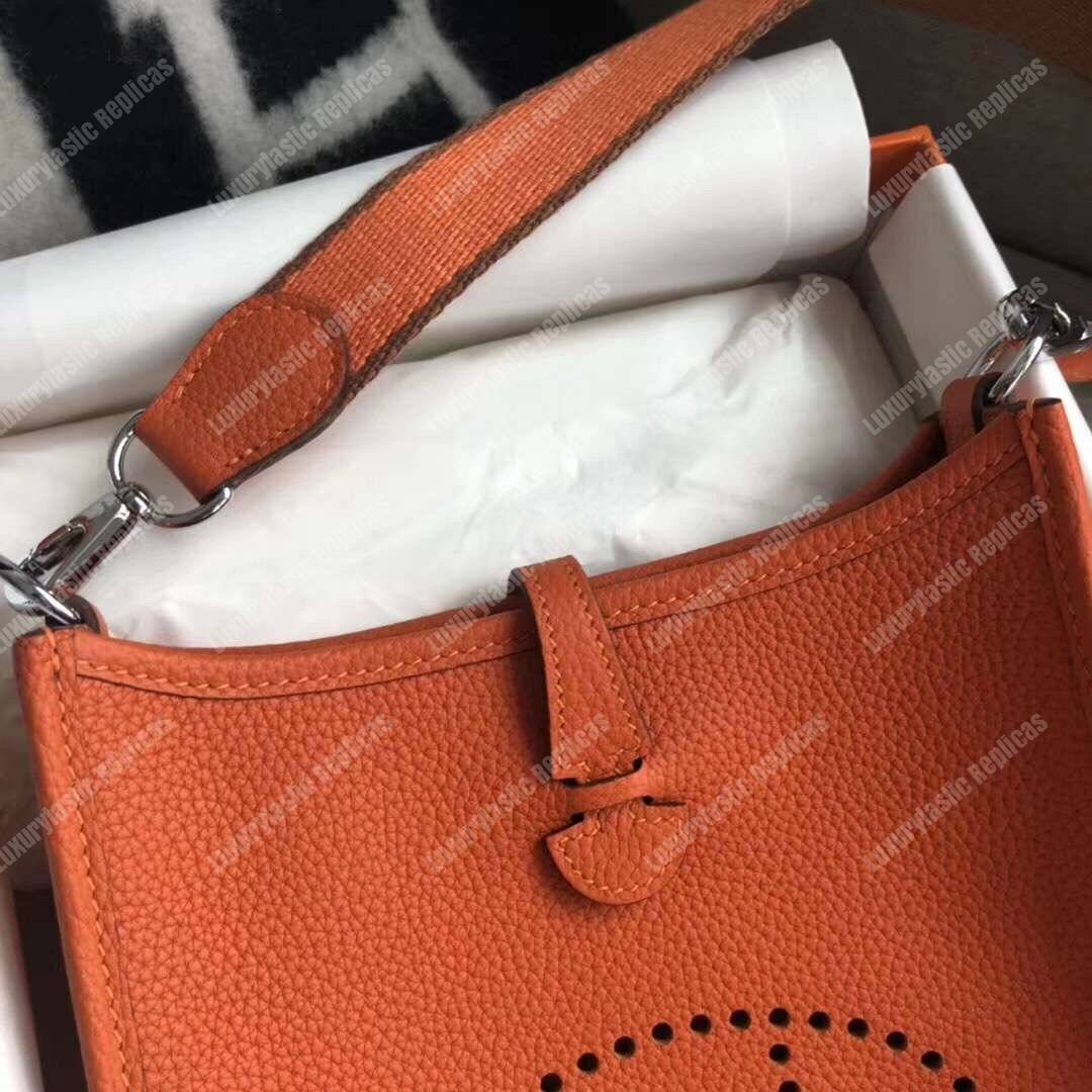 H**mes mini evelyne iii 17 clemence bag orange