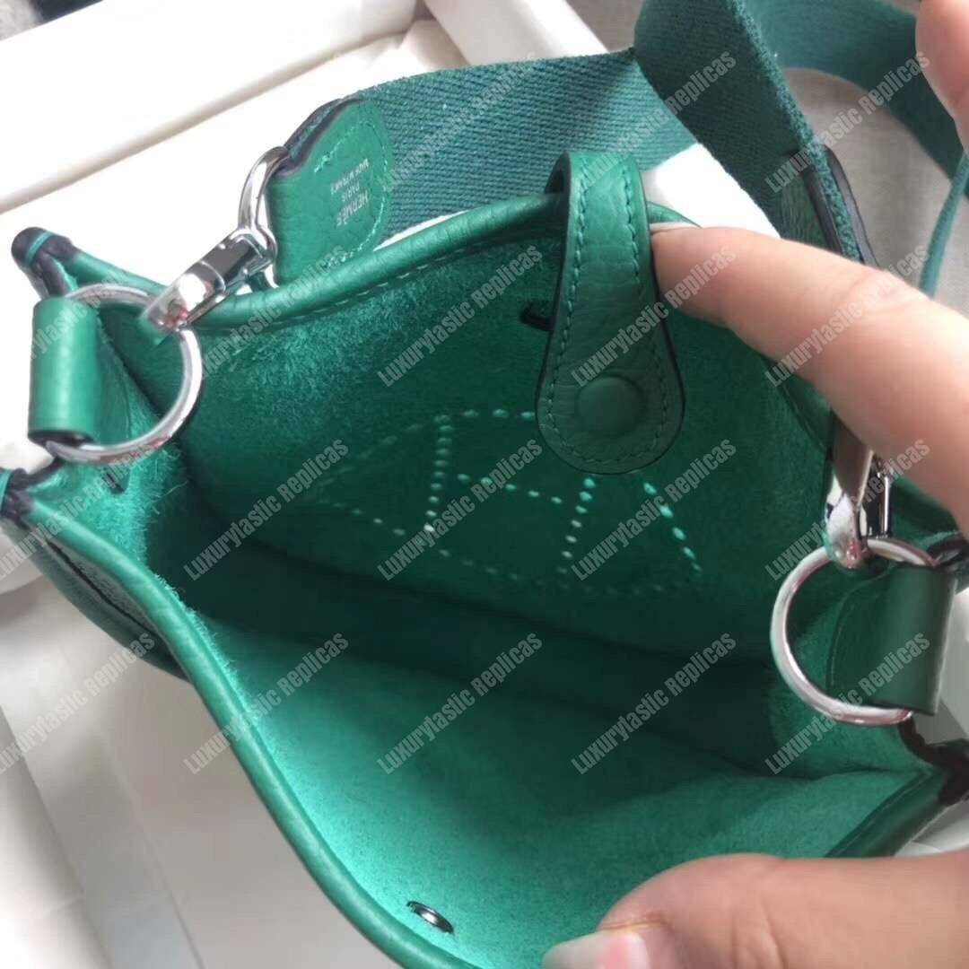 H**mes mini evelyne iii 17 clemence bag vert vertigo