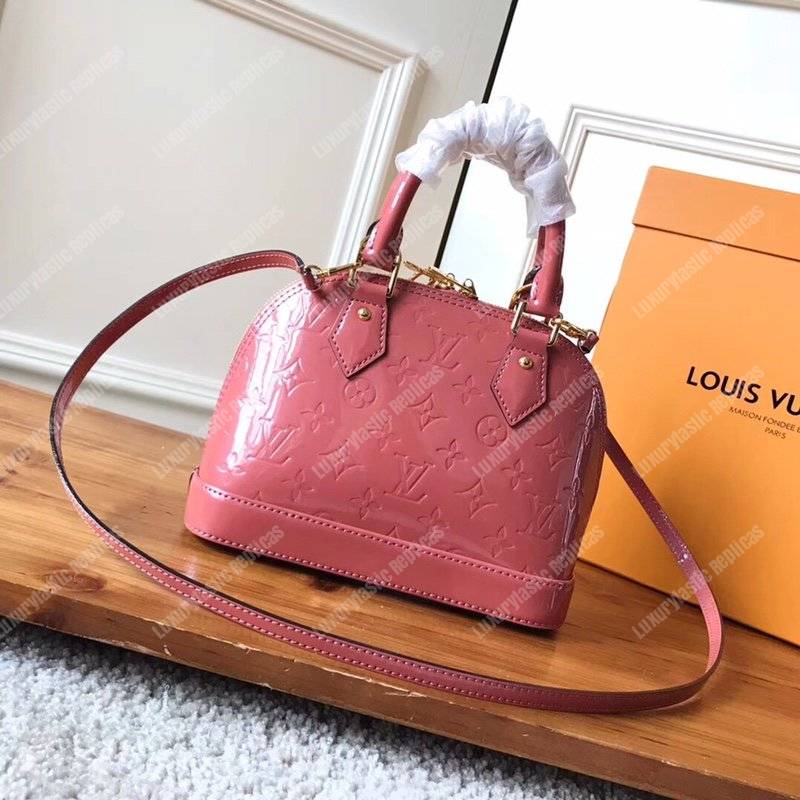 LV Alma BB Monogram Vernis Leather Vieux Rose