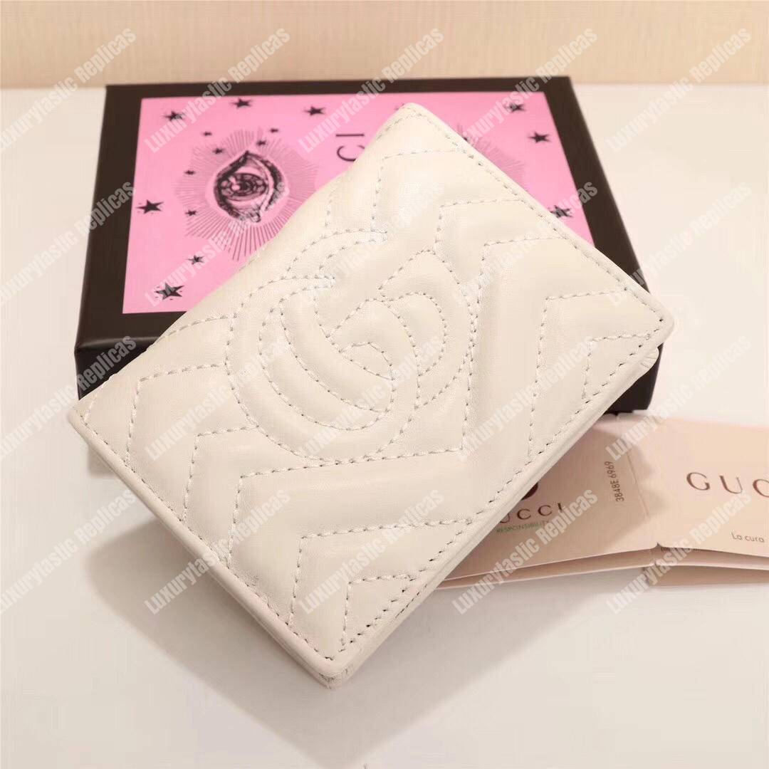 G*u*i gg marmont card case wallet with butterfly white