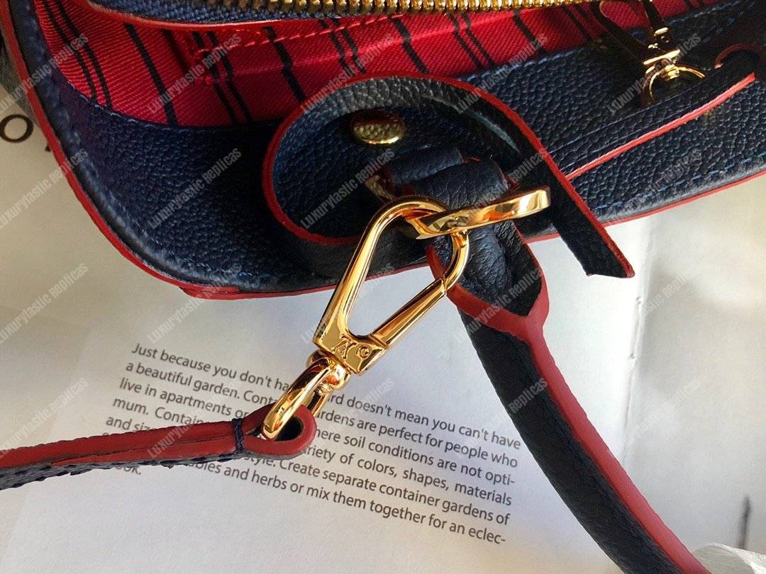 LV Montaigne BB Monogram Empreinte Leather Marine Rouge