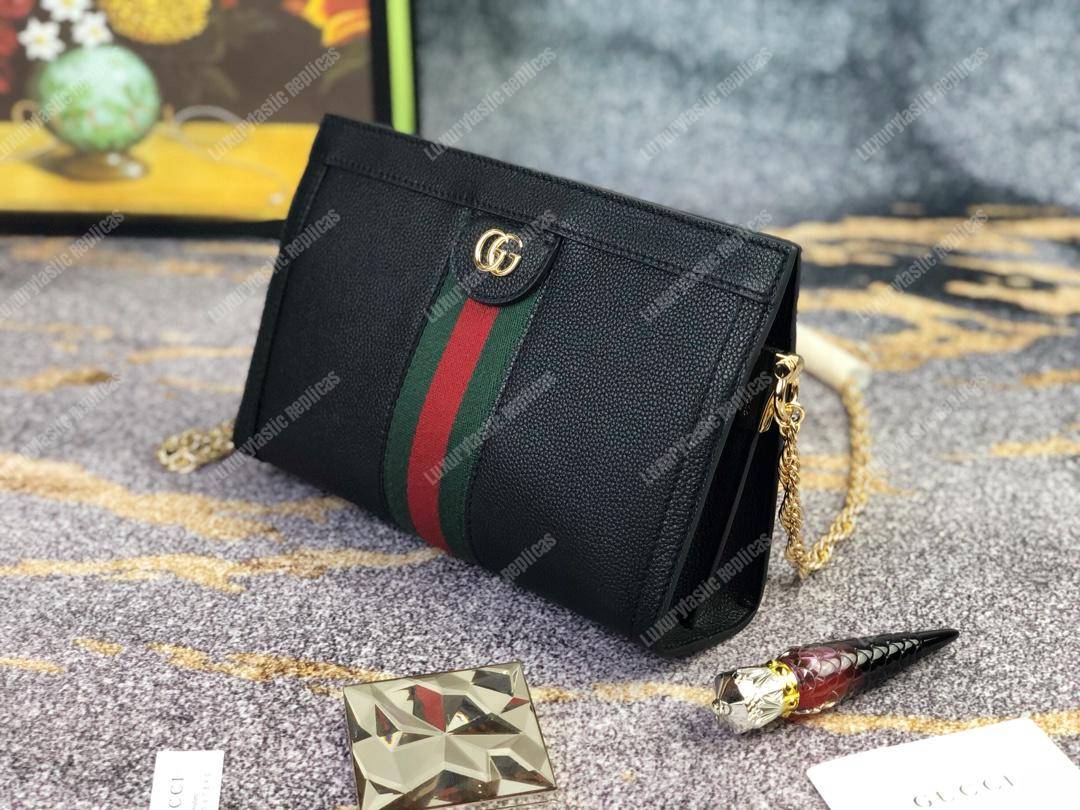 G*u*i ophidia leather small shoulder bag black