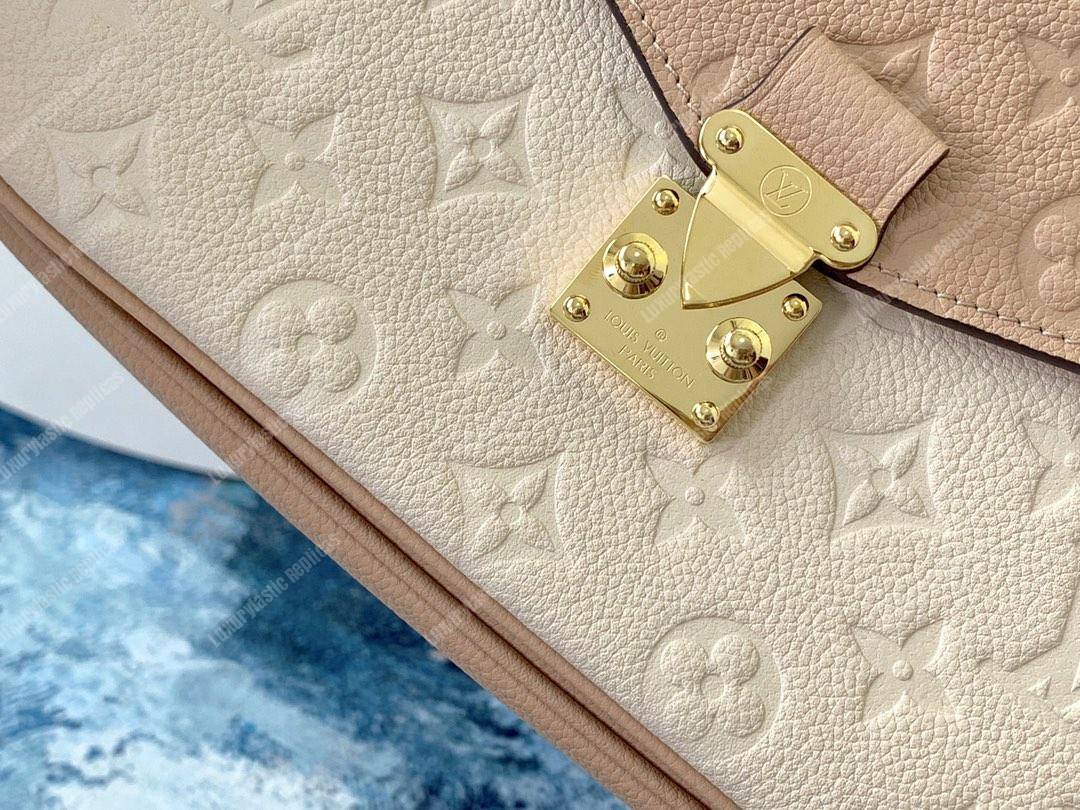 LV Pochette Metis Monogram Empreinte Leather Beige Rose Crème