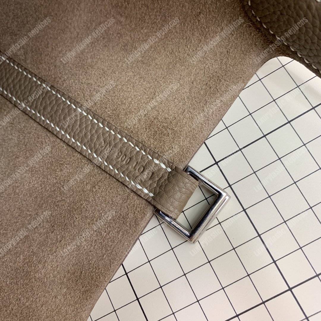 H**mes picotin 18 clemence taupe grey palladium hardware